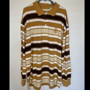 Timberland Brown Yellow Long Sleeve Polo Large